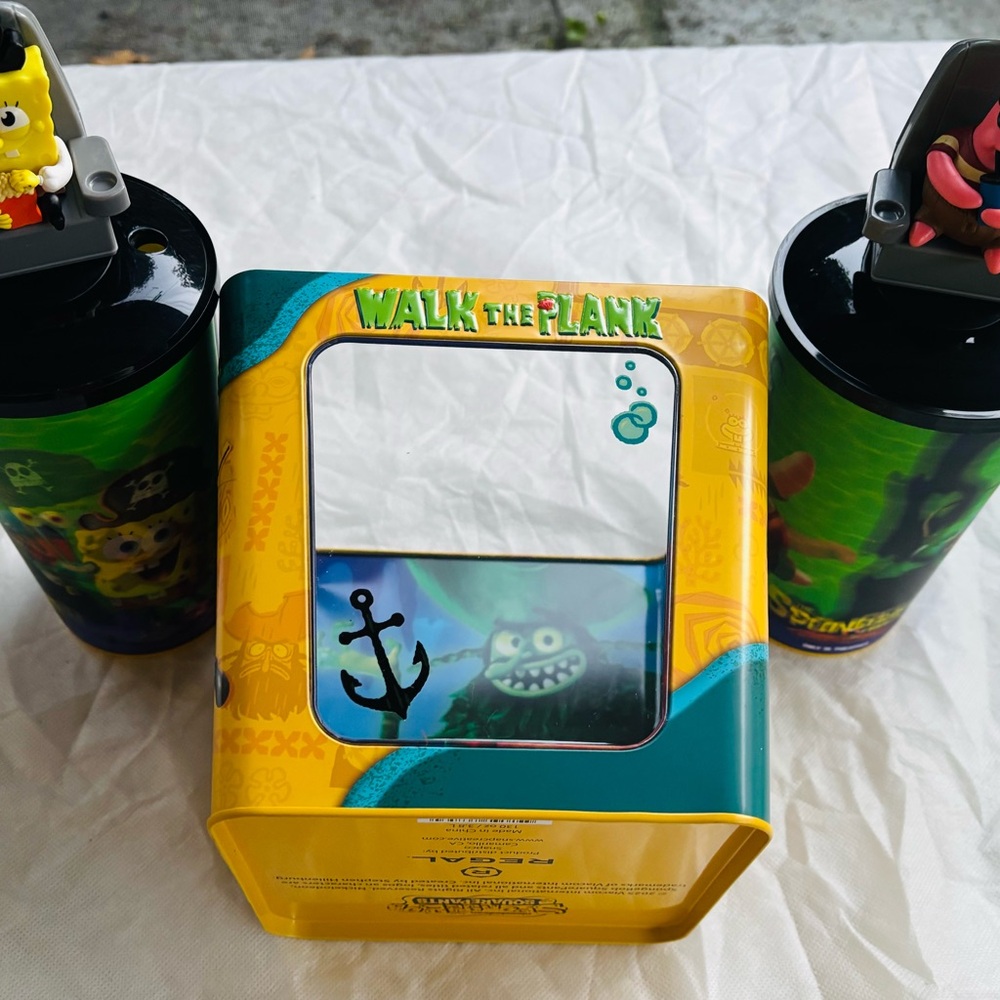 SpongeBob Movie Exclusive Popcorn Bucket + 2 Hieroglyphic Cups 
-NEW Collectible - Picture 6 of 6